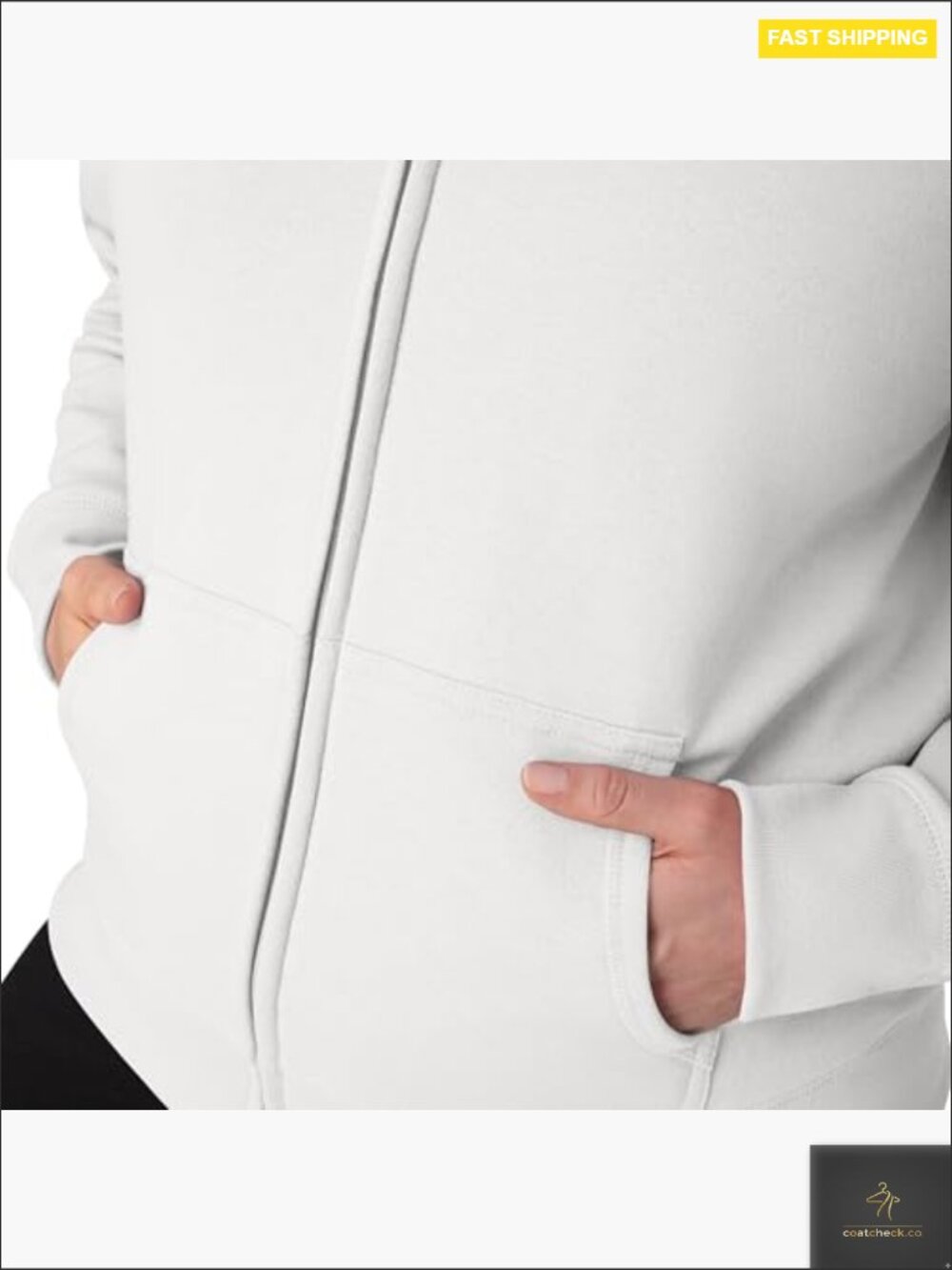 Midweight Full-Zip Hoodie Cozy Fleece Cotton Polyester Zip-Up Sweatshirt - Picture 5 of 7